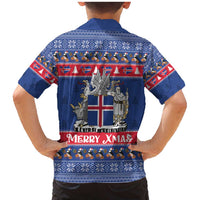Iceland Christmas Family Matching Mermaid Dress and Hawaiian Shirt Coat Of Arms Christmas Pattern - Wonder Print Shop