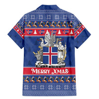 Iceland Christmas Family Matching Mermaid Dress and Hawaiian Shirt Coat Of Arms Christmas Pattern - Wonder Print Shop
