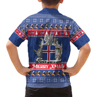 Iceland Christmas Family Matching Off Shoulder Maxi Dress and Hawaiian Shirt Coat Of Arms Christmas Pattern - Wonder Print Shop