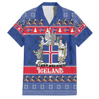 Iceland Christmas Family Matching Summer Maxi Dress and Hawaiian Shirt Coat Of Arms Christmas Pattern - Wonder Print Shop