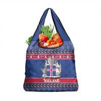 Iceland Christmas Grocery Bag Coat Of Arms Christmas Pattern - Wonder Print Shop