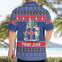 Iceland Christmas Hawaiian Shirt Coat Of Arms Christmas Pattern - Wonder Print Shop
