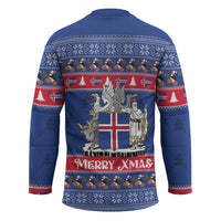 Iceland Christmas Hockey Jersey Coat Of Arms Christmas Pattern - Wonder Print Shop