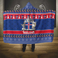 Iceland Christmas Hooded Blanket Coat Of Arms Christmas Pattern - Wonder Print Shop
