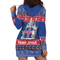 Iceland Christmas Hoodie Dress Coat Of Arms Christmas Pattern - Wonder Print Shop