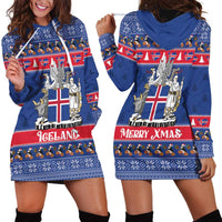 Iceland Christmas Hoodie Dress Coat Of Arms Christmas Pattern - Wonder Print Shop
