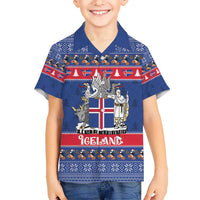 Iceland Christmas Kid Hawaiian Shirt Coat Of Arms Christmas Pattern - Wonder Print Shop