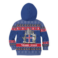 Iceland Christmas Kid Hoodie Coat Of Arms Christmas Pattern - Wonder Print Shop