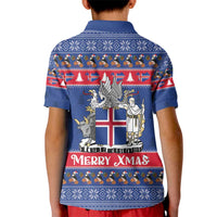Iceland Christmas Kid Polo Shirt Coat Of Arms Christmas Pattern - Wonder Print Shop
