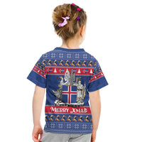 Iceland Christmas Kid T Shirt Coat Of Arms Christmas Pattern - Wonder Print Shop