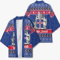 Iceland Christmas Kimono Coat Of Arms Christmas Pattern - Wonder Print Shop