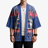 Iceland Christmas Kimono Coat Of Arms Christmas Pattern - Wonder Print Shop