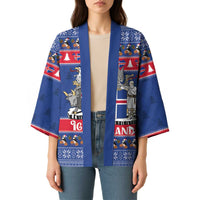 Iceland Christmas Kimono Coat Of Arms Christmas Pattern - Wonder Print Shop