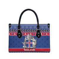 Iceland Christmas Leather Bag Coat Of Arms Christmas Pattern - Wonder Print Shop
