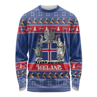 Iceland Christmas Long Sleeve Shirt Coat Of Arms Christmas Pattern - Wonder Print Shop
