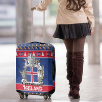 Iceland Christmas Luggage Cover Coat Of Arms Christmas Pattern - Wonder Print Shop