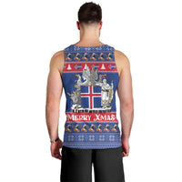 Iceland Christmas Men Tank Top Coat Of Arms Christmas Pattern - Wonder Print Shop