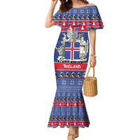 Iceland Christmas Mermaid Dress Coat Of Arms Christmas Pattern - Wonder Print Shop