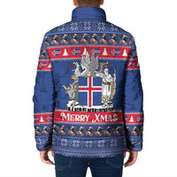 Iceland Christmas Padded Jacket Coat Of Arms Christmas Pattern - Wonder Print Shop