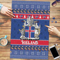 Iceland Christmas Puzzle Coat Of Arms Christmas Pattern - Wonder Print Shop