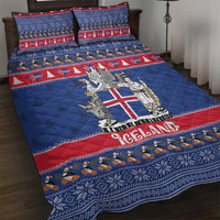 Iceland Christmas Quilt Bed Set Coat Of Arms Christmas Pattern - Wonder Print Shop