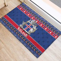 Iceland Christmas Rubber Doormat Coat Of Arms Christmas Pattern - Wonder Print Shop