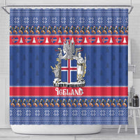 Iceland Christmas Shower Curtain Coat Of Arms Christmas Pattern - Wonder Print Shop