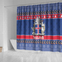 Iceland Christmas Shower Curtain Coat Of Arms Christmas Pattern - Wonder Print Shop