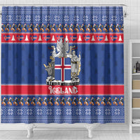 Iceland Christmas Shower Curtain Coat Of Arms Christmas Pattern - Wonder Print Shop