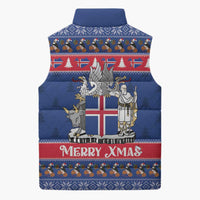 Iceland Christmas Sleeveless Puffer Jacket Coat Of Arms Christmas Pattern - Wonder Print Shop