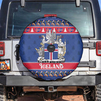 Iceland Christmas Spare Tire Cover Coat Of Arms Christmas Pattern - Wonder Print Shop