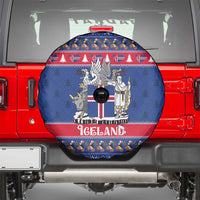 Iceland Christmas Spare Tire Cover Coat Of Arms Christmas Pattern - Wonder Print Shop