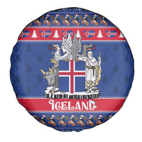 Iceland Christmas Spare Tire Cover Coat Of Arms Christmas Pattern - Wonder Print Shop