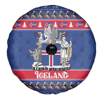 Iceland Christmas Spare Tire Cover Coat Of Arms Christmas Pattern - Wonder Print Shop