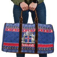 Iceland Christmas Travel Bag Coat Of Arms Christmas Pattern - Wonder Print Shop