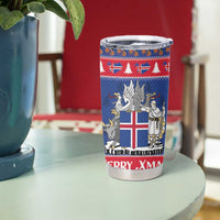 Iceland Christmas Tumbler Cup Coat Of Arms Christmas Pattern - Wonder Print Shop