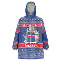 Iceland Christmas Wearable Blanket Hoodie Coat Of Arms Christmas Pattern - Wonder Print Shop