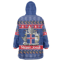 Iceland Christmas Wearable Blanket Hoodie Coat Of Arms Christmas Pattern - Wonder Print Shop
