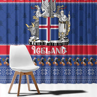 Iceland Christmas Window Curtain Coat Of Arms Christmas Pattern - Wonder Print Shop