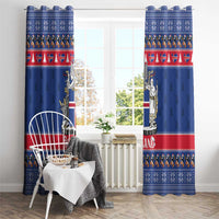 Iceland Christmas Window Curtain Coat Of Arms Christmas Pattern - Wonder Print Shop