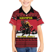 Austria Christmas Family Matching Short Sleeve Bodycon Dress and Hawaiian Shirt Krampus You Were Naughty - Wonder Print Shop