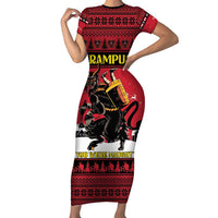 Austria Christmas Short Sleeve Bodycon Dress Krampus You Were Naughty - Wonder Print Shop