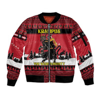 Austria Christmas Sleeve Zip Bomber Jacket Krampus You Were Naughty - Wonder Print Shop