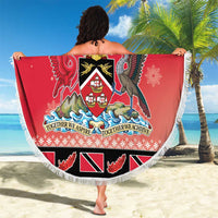 Personalized Trinidad and Tobago Christmas Beach Blanket Coat Of Arms Seamless Pattern - Wonder Print Shop
