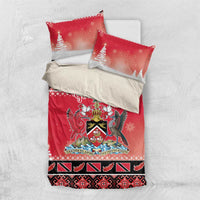 Personalized Trinidad and Tobago Christmas Bedding Set Coat Of Arms Seamless Pattern - Wonder Print Shop