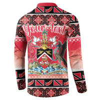 Personalized Trinidad and Tobago Christmas Button Sweatshirt Coat Of Arms Seamless Pattern - Wonder Print Shop