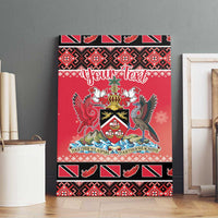 Personalized Trinidad and Tobago Christmas Canvas Wall Art Coat Of Arms Seamless Pattern - Wonder Print Shop