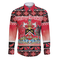 Personalized Trinidad and Tobago Christmas Family Matching Puletasi and Hawaiian Shirt Coat Of Arms Seamless Pattern - Wonder Print Shop
