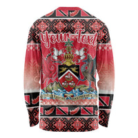 Personalized Trinidad and Tobago Christmas Long Sleeve Shirt Coat Of Arms Seamless Pattern - Wonder Print Shop