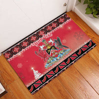 Personalized Trinidad and Tobago Christmas Rubber Doormat Coat Of Arms Seamless Pattern - Wonder Print Shop
